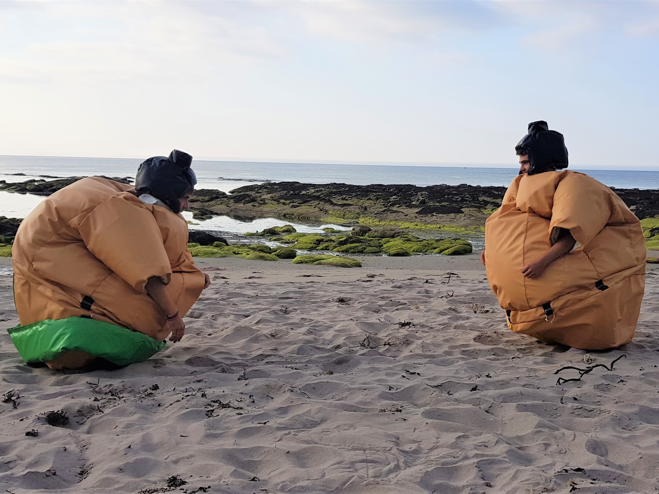Sumo wrestling beach fund raiser event